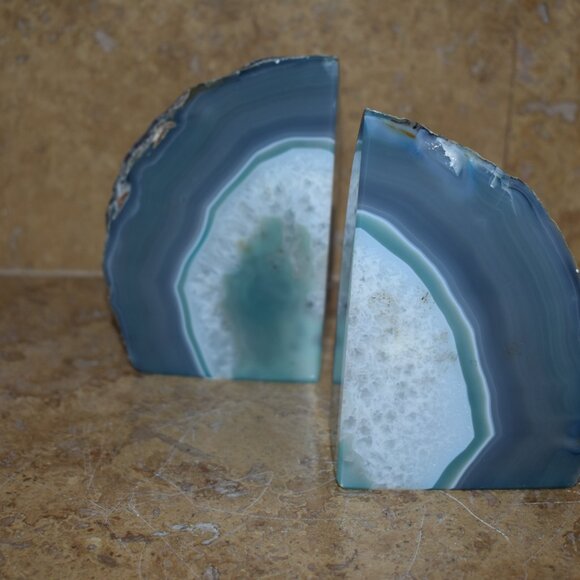 Vintage beautiful Agate Geode Quartz Crystal Rock Stone Rock Open book end - Picture 2 of 14